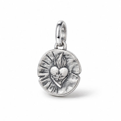 Medallion Heart Dangle Charm S925 Sterling Silver