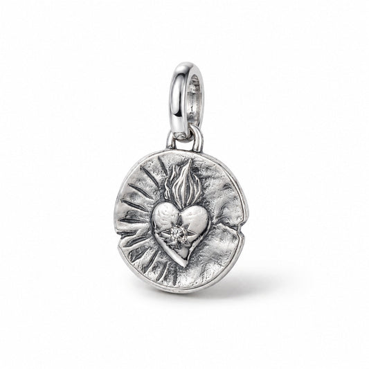 Medallion Heart Dangle Charm S925 Sterling Silver