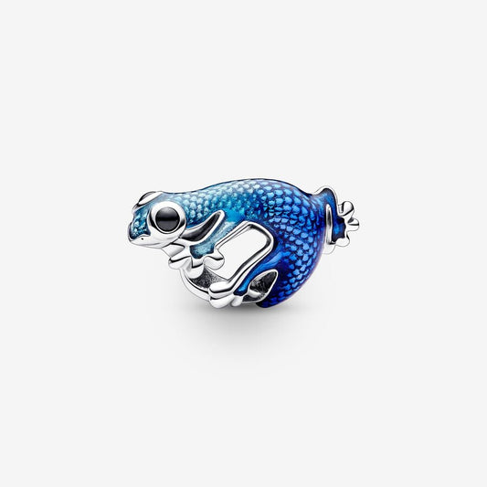 Metallic Blue Gecko Charm S925 Sterling Silver