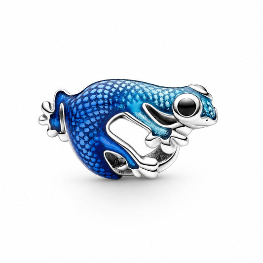 Metallic Blue Gecko Charm  S925 Sterling Silver