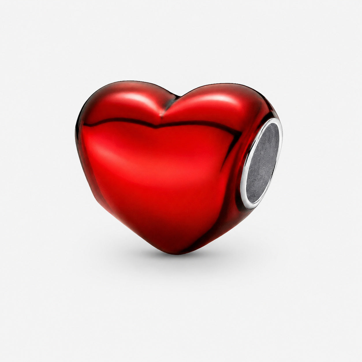 Metallic Red Heart Charm S925 Sterling Silver