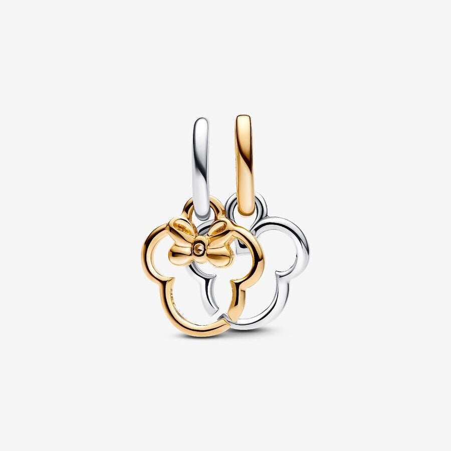 Disney Mickey Mouse & Minnie Mouse Splitable Dangle Charm S925 Sterling Silver