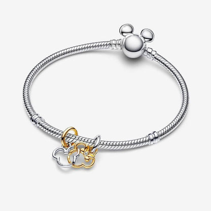 Disney Mickey Mouse & Minnie Mouse Splitable Dangle Charm  S925 Sterling Silver