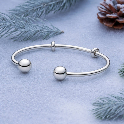 S925 Sterling Silver Open Charm Bangle