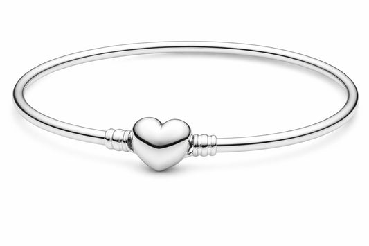 Moments Women's Sterling Silver Heart Bangle for Charms  S925 Sterling Silver Hallmarked