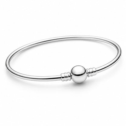 S925 Sterling Silver Ball Clasp Bangle