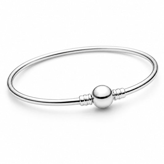 S925 Sterling Silver Ball Clasp Bangle