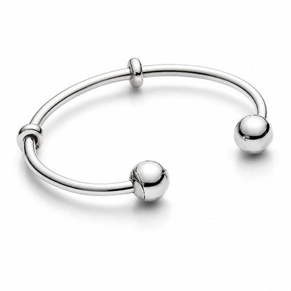 S925 Sterling Silver Open Charm Bangle