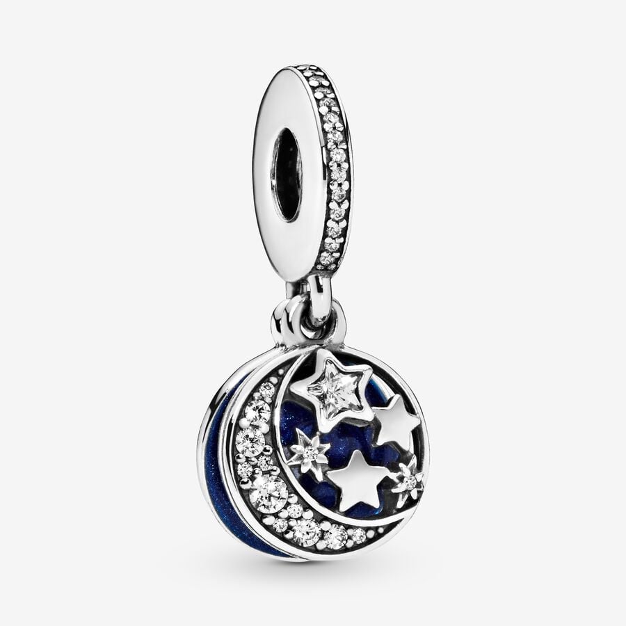 Moon & Blue Sky Dangle Charm S925 Sterling Silver