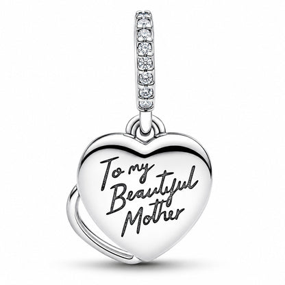 Mother Double Dangle Charm  S925 Sterling Silver