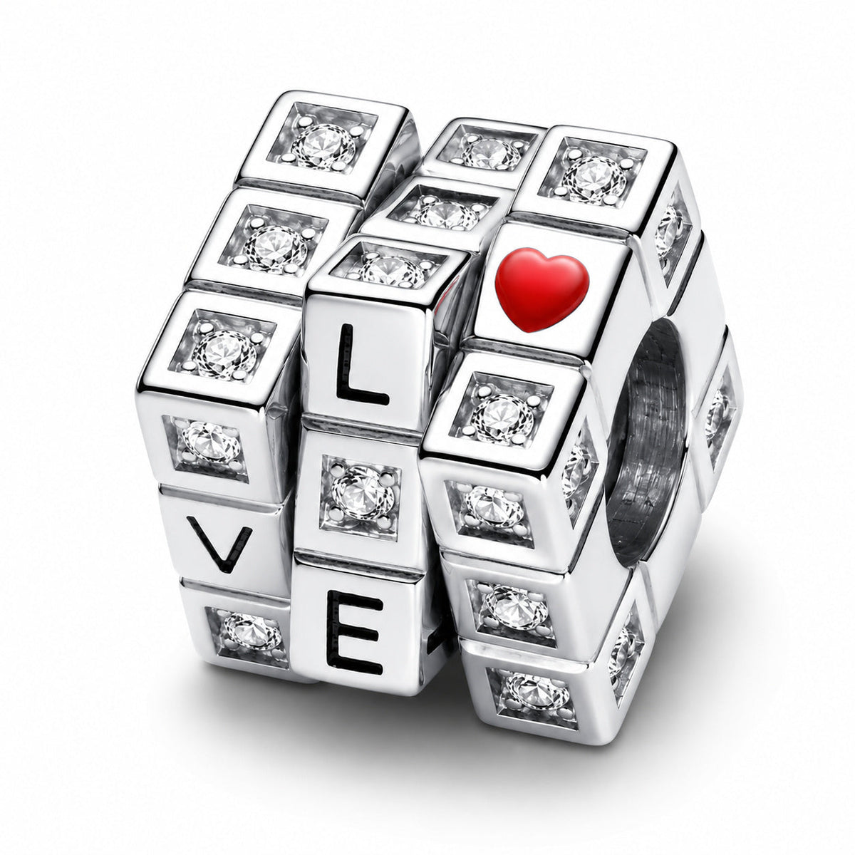 Moveable Toy Cube Charm S925 Sterling Silver