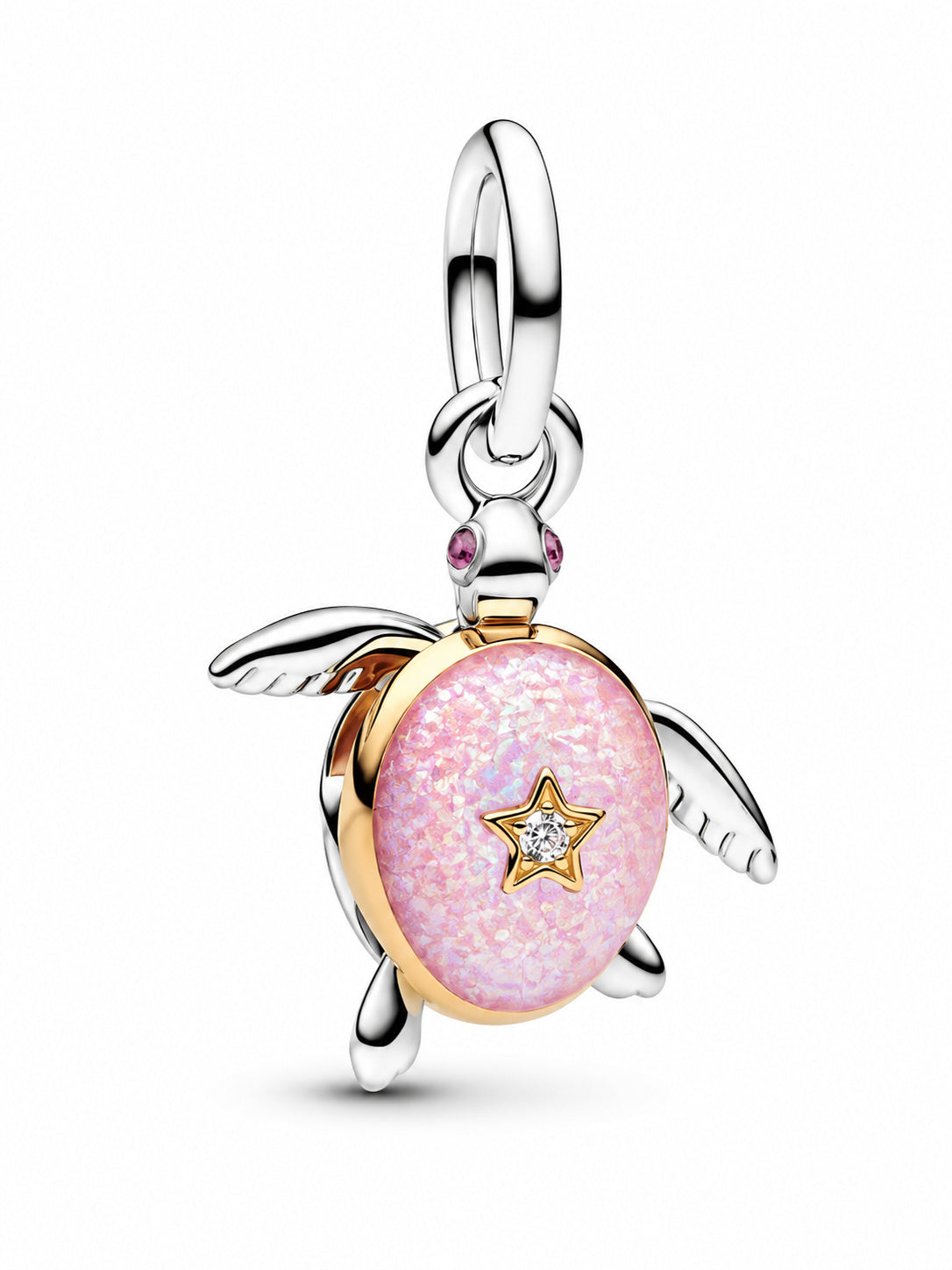 Moveable Turtle Gold-plated Dangle Charm S925 Sterling Silver