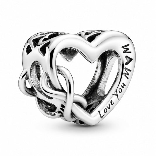 Mum Infinity Heart Charm  S925 Sterling Silver