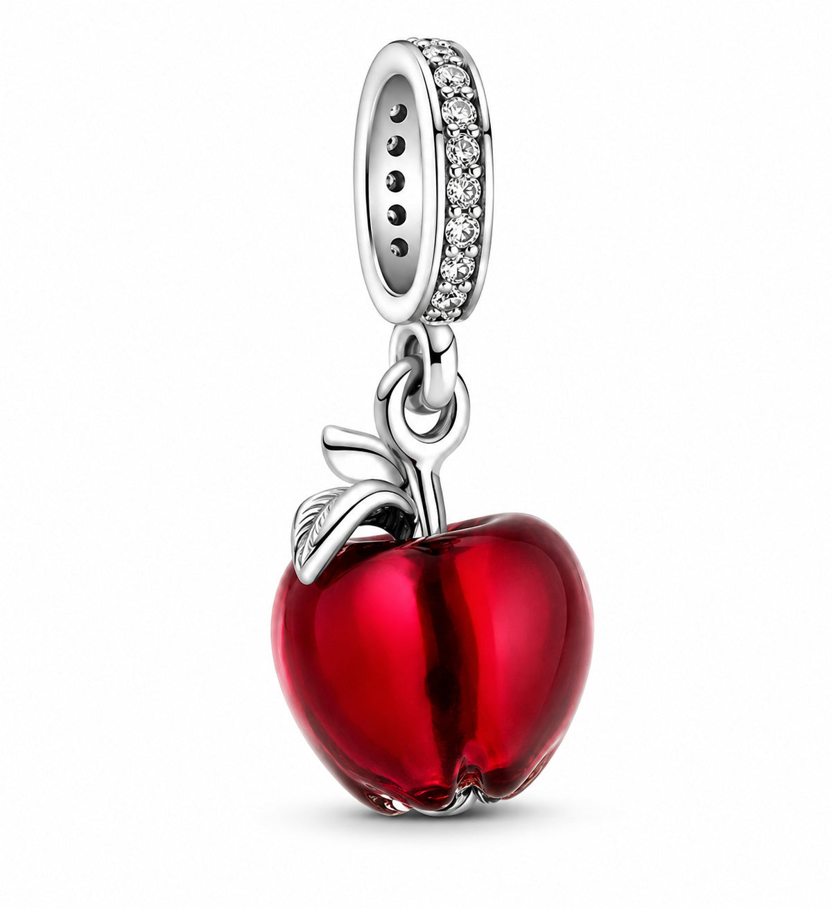 Murano Glass Red Apple Dangle Charm  S925 Sterling Silver