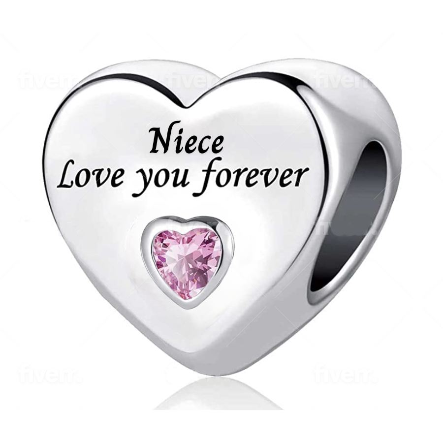 Niece Love You Forever Heart Charm S925 Sterling Silver