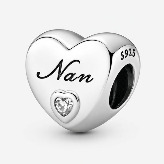 Nan Heart Charm S925 Sterling Silver