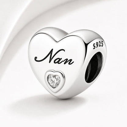 Family Hearts Bracelet Charm  S925 Sterling Silver