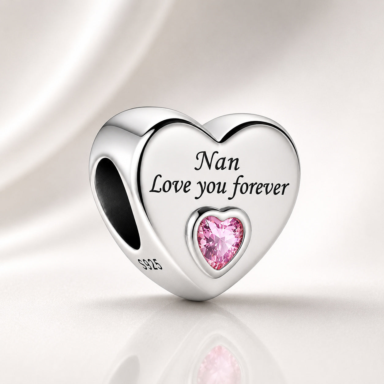 Nan Love You Forever Heart Charm S925 Sterling Silver