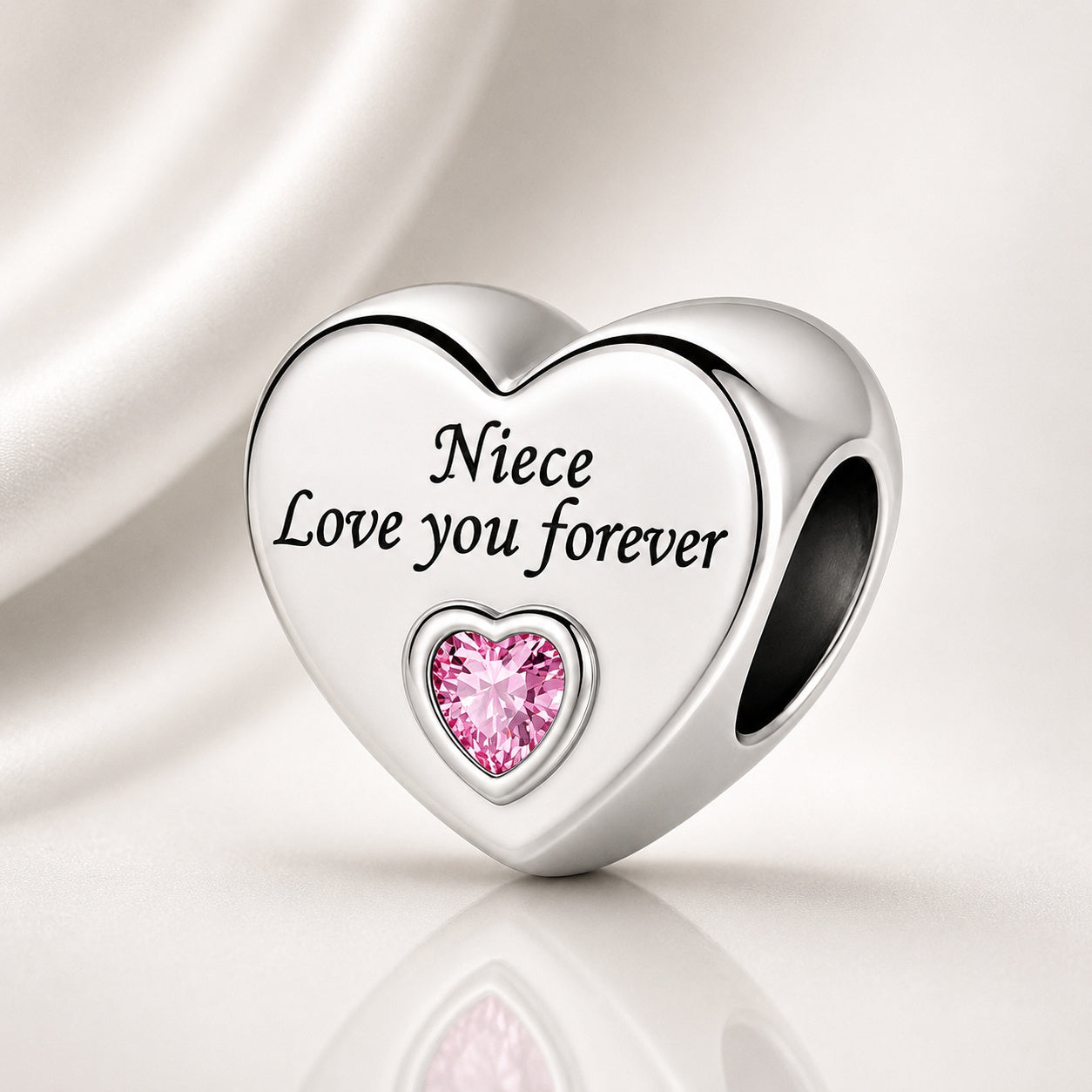 Niece Love You Forever Heart Charm S925 Sterling Silver