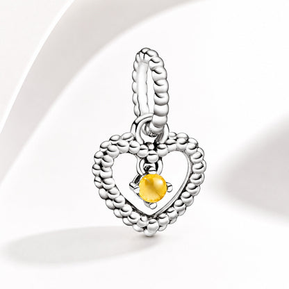 Birthstone Heart Months Dangle Silver Charm S925 Sterling Silver Charms Collection