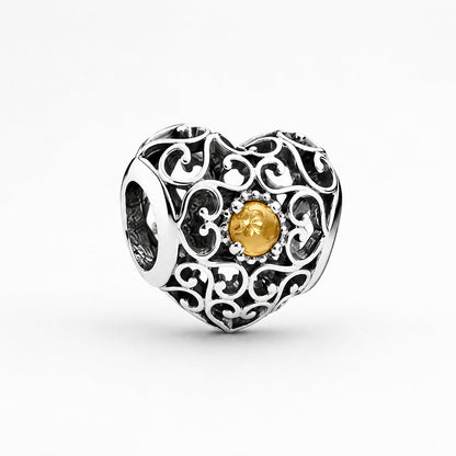 S925 Signature Heart Birthstone Months Charms Collection