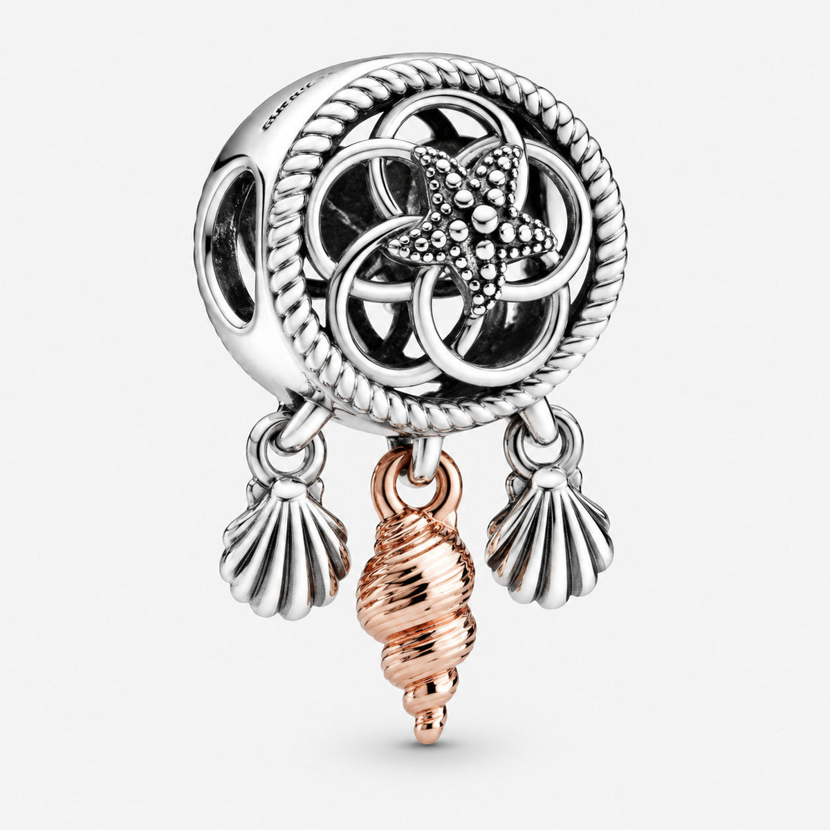 Ocean Sea Life Seashell Dreamcatcher Charm  S925 Sterling Silver