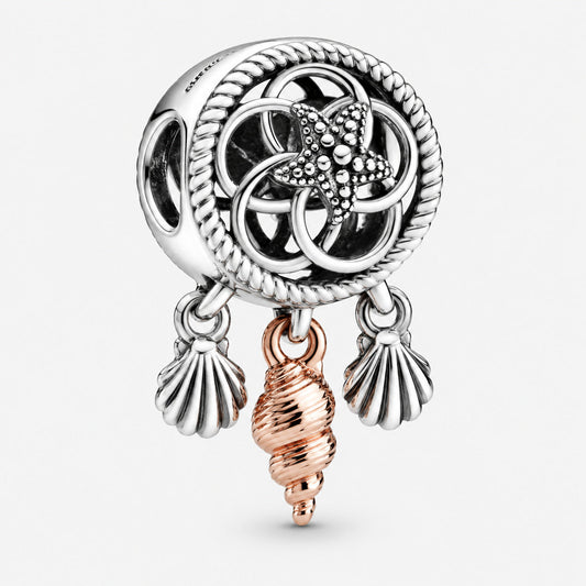 Ocean Sea Life Seashell Dreamcatcher Charm  S925 Sterling Silver