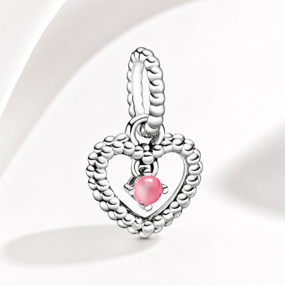 Birthstone Heart Months Dangle Silver Charm S925 Sterling Silver Charms Collection
