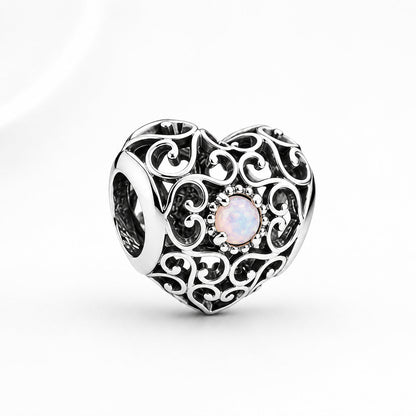 S925 Signature Heart Birthstone Months Charms Collection