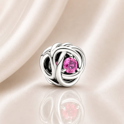 S925 Birthstone Eternity Circle Months Sterling Silver Charm Collection