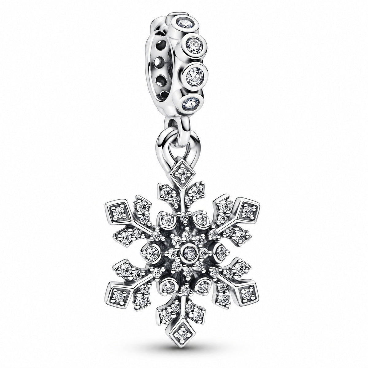Opalescent Snowflake Double Dangle Charm  S925 Sterling Silver