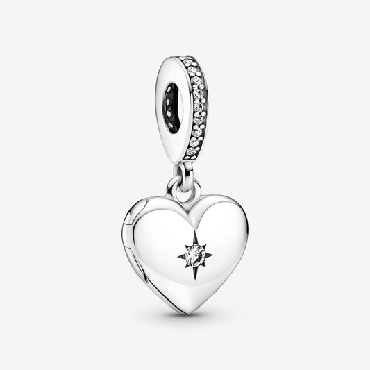 Openable Heart Locket Dangle Charm S925 Compatible Sterling Silver Charm