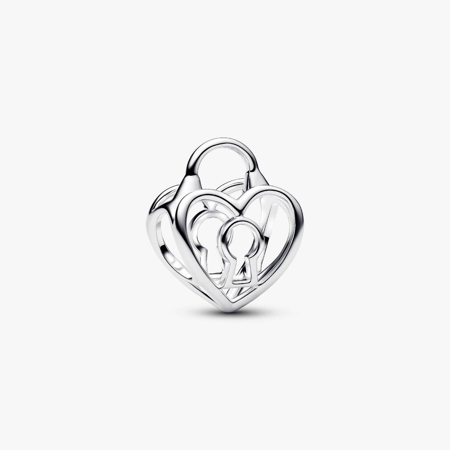 Openwork Heart Padlock Dangle Charm S925 Sterling Silver