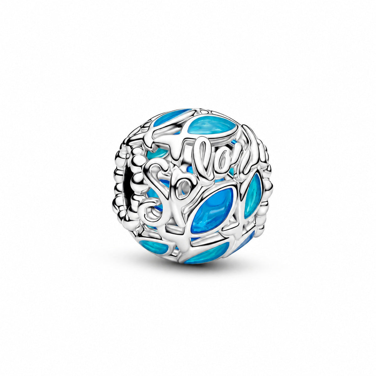 Openwork Swimming Fish Charm  S925 Sterling Silver