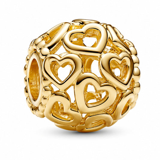 Gold Plated Hearts All Over Charm  S925 Sterling Silver