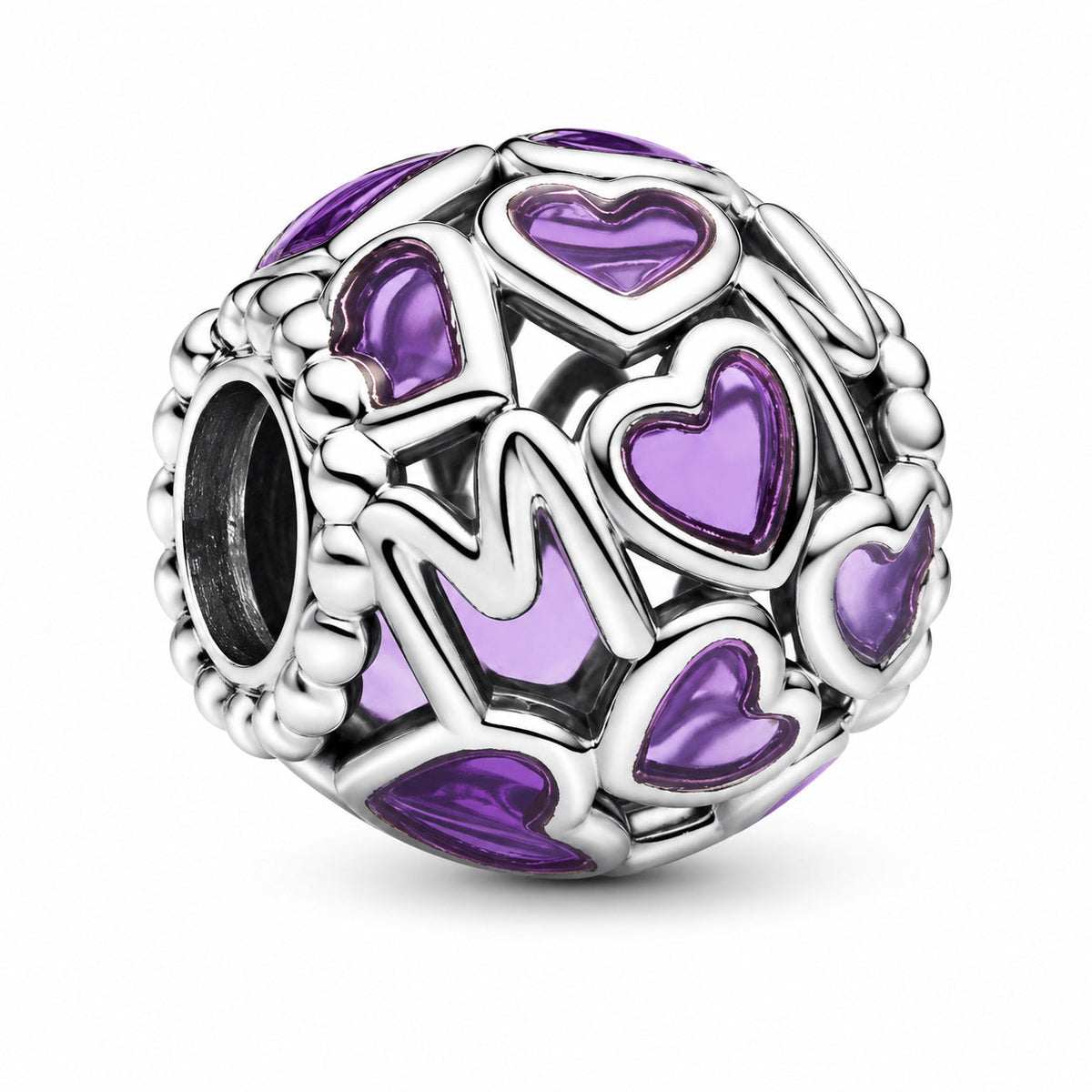 Openwork Hearts Mum Charm  S925 Sterling Silver