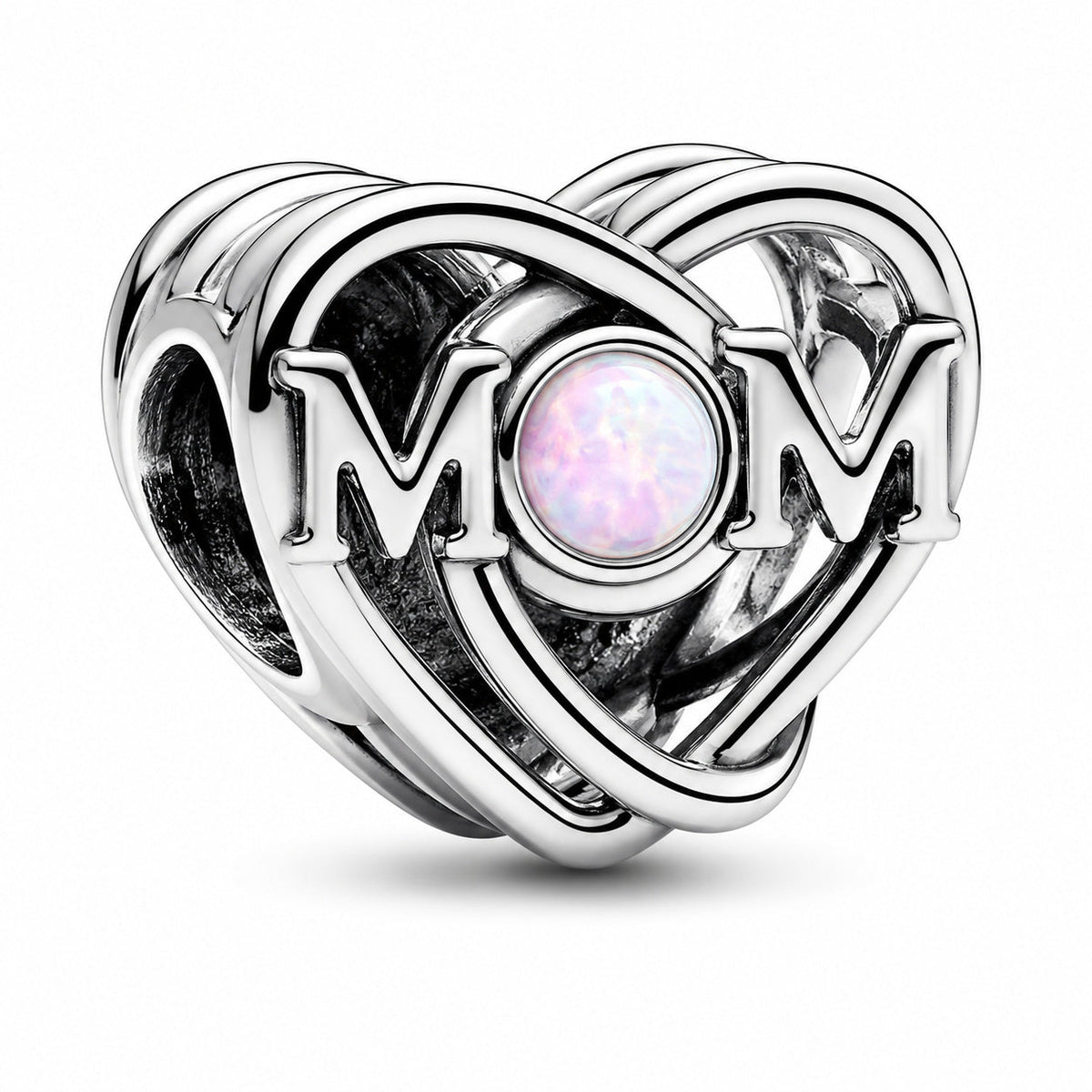 Openwork Mum & Heart Charm  S925 Sterling Silver
