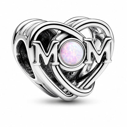 Openwork Mum & Heart Charm  S925 Sterling Silver