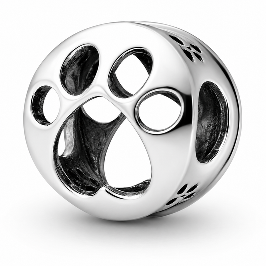 Openwork Paw Print Charm  S925 Sterling Silver