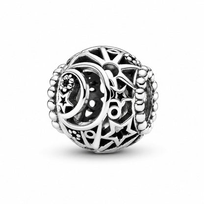Openwork Sun, Stars & Moon Charm  S925 Sterling Silver