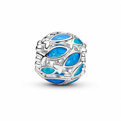 Openwork Swimming Fish Charm  S925 Sterling Silver