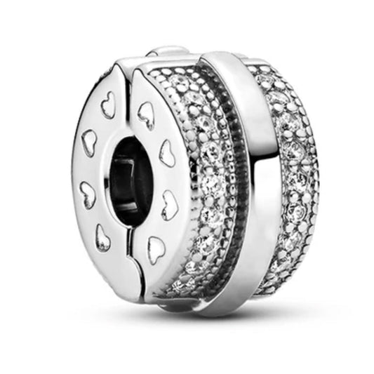 Sparkling Pav?Lines & Logo Charm S925 Compatible Sterling Silver Charm