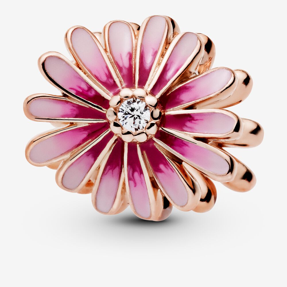 Pink Daisy Flower Charm S925 Sterling Silver