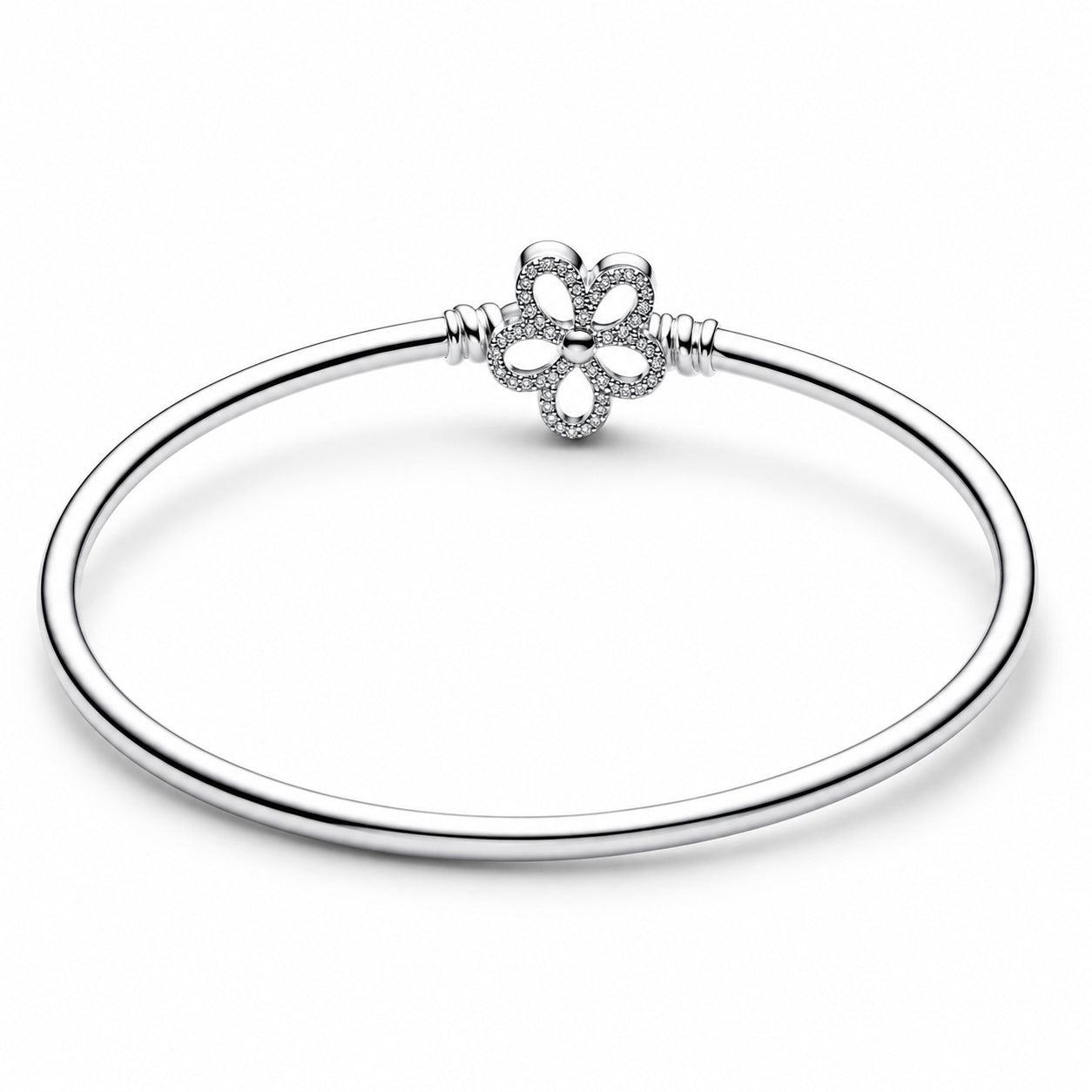 Pav?Flower Bangle S925 Sterling Silver