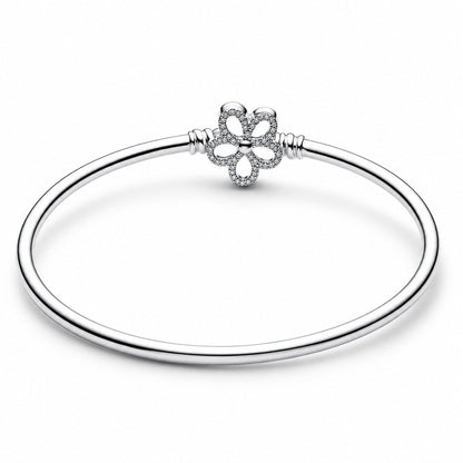 Pave Flower Bangle S925 Sterling Silver