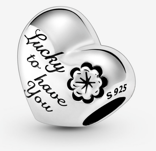 Lucky To Have You Mom Heart Charm S925 Sterling Silver
