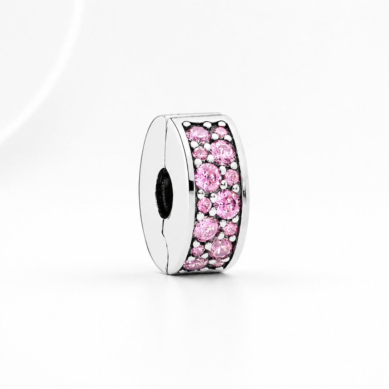 Round Clip Stopper Clear Pink Blue Purple S925 Charms