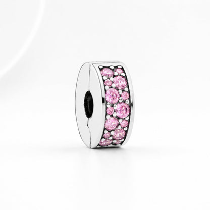 Round Clip Stopper Clear Pink Blue Purple S925 Charms