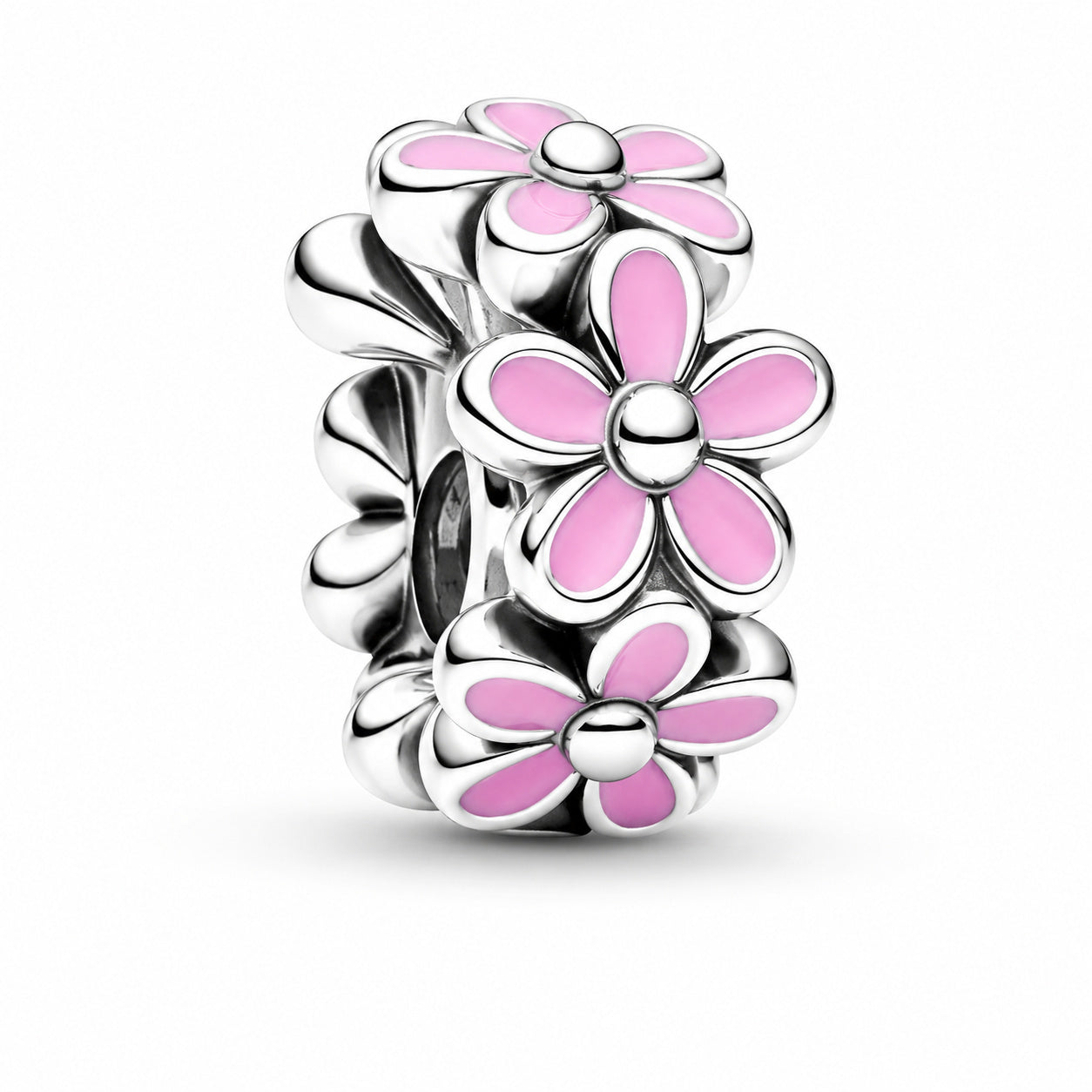 Pink Daisy Spacer Charm S925 Sterling Silver