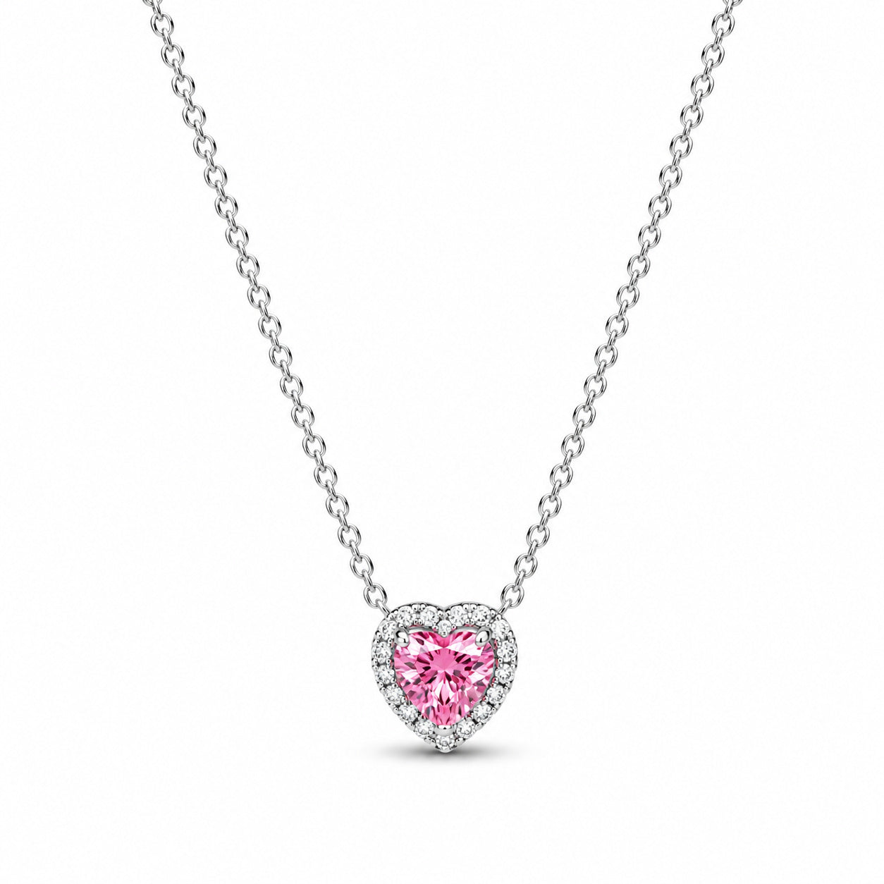 Pink Elevated Heart Necklace Pendant S925 Sterling Silver